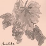 Feuille de vigne er grappe dessin Beige